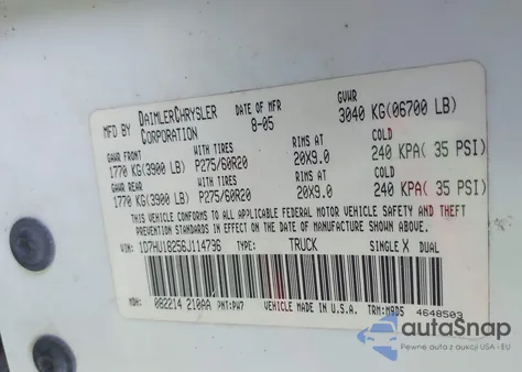 2006 Dodge Ram 1500 Slt/Trx4 Off Road/Sport z USA, uszkodzony, nr VIN 1D7HU18256J114796